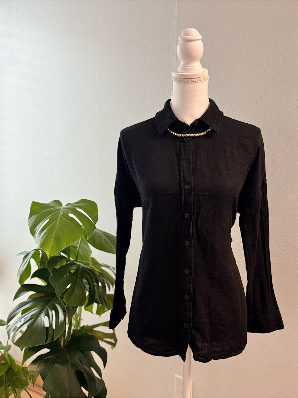 wild fable Black Button-Front Camisole Top